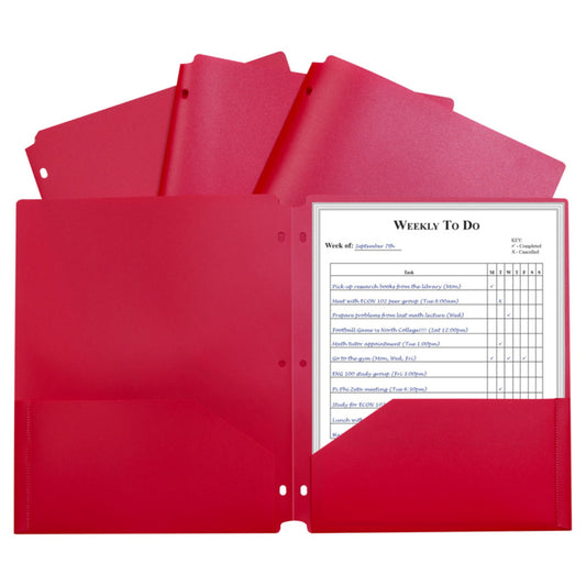 C-Line, CLI33934, 2-pocket Heavyweight Poly Portfolio Pocket, 25 / Box, Red