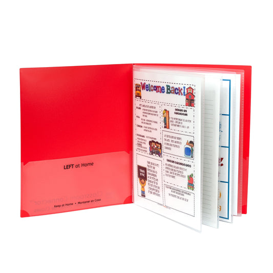 C-Line Classroom Connector Multi-Pocket Folders, Red, Box of 15