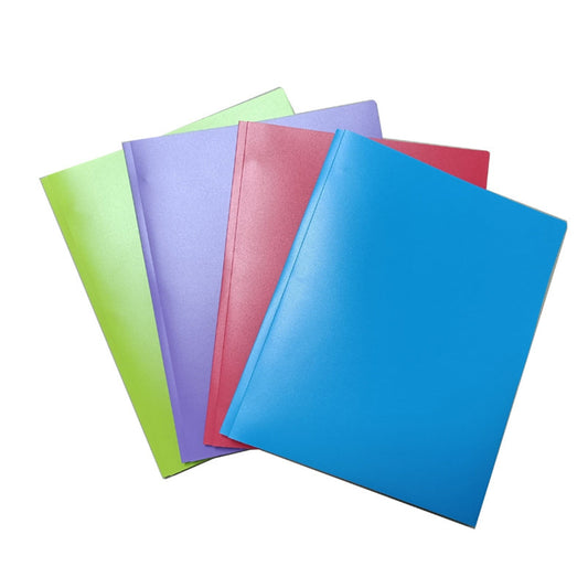 DJJGXAN Plastic Pockets Folders with Brads Folders with Pockets and Prongs 2-Pocket Folder with Fasteners, Fit Letter Size Paper, Use for School Office Home Business (Blue)