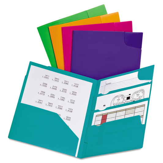 Oxford(R) Divide-It-Up 4-Pocket Folder, Assorted Colors