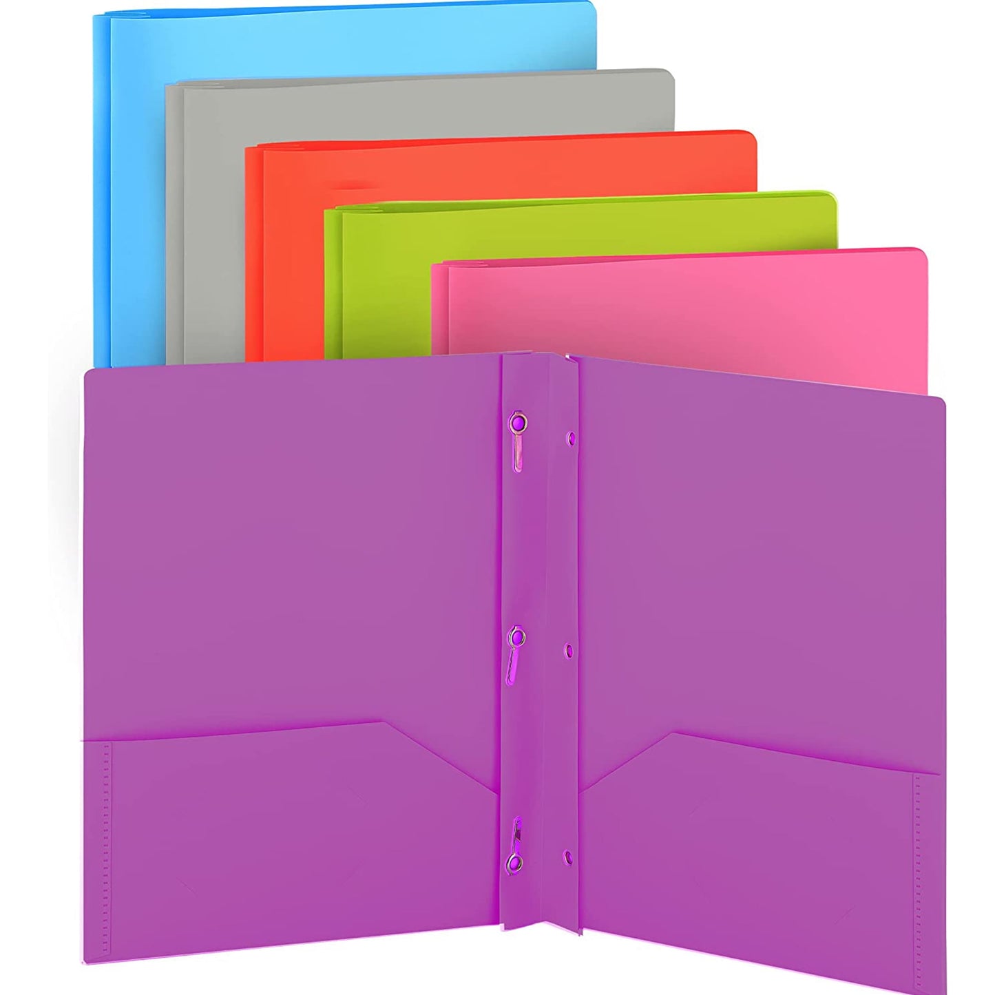 Enday Folder with Pockets and Prongs 2 Pocket Portfolio Folder for School and Office Gray