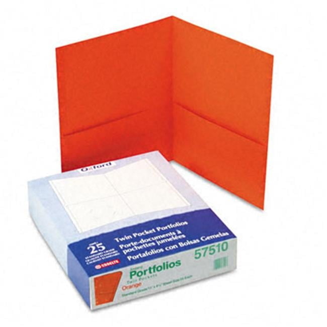 Esselte Pendaflex  Twin-Pocket Portfolio  Embossed Leather Grain Paper  Orange