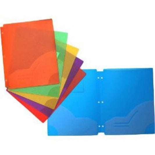 Filexec Two Pocket Folder- 3-Hole Punched- Assorted Colors- Pack 12