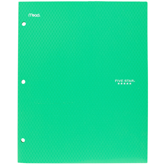 Five Star 2-Pocket Stay-Put Plastic Folder, Green (37451)