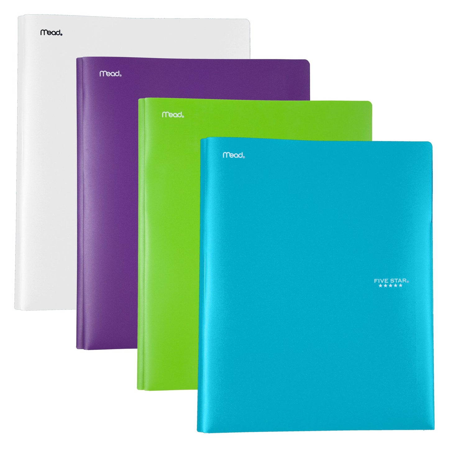 Five Star Plastic Pocket and Prong Folder 4 Pack Amethyst Purple Harvest Yellow