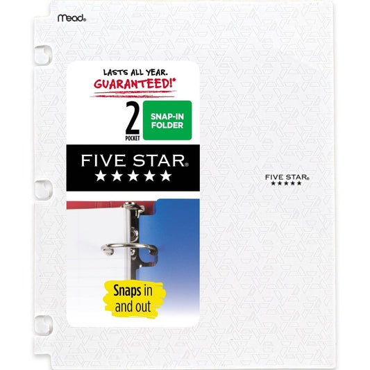 Five Star Poly Portfolio Snap In 2 Pocket White