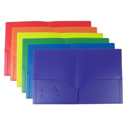 Folders with Pockets 3 Hole Punched, 6 Pack Pocket Folders for 3 Ring Binder, 3 Hole Pocket Folders Letter Size Folders Colored Poly Folders for School Students Teachers