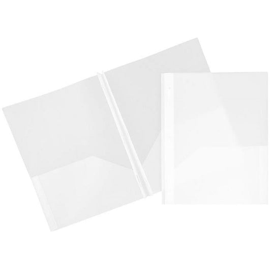 JAM Paper 2 Pocket Clasp Folders, Clear, 6/Pack