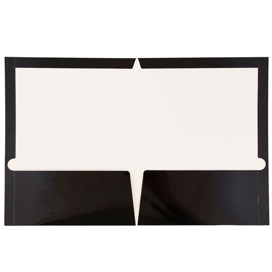JAM Paper Glossy Two Pocket Folders, Black, 25 per Pack