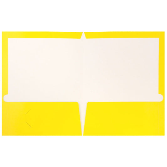 JAM Paper Glossy Two Pocket Folders, Yellow, 6 per Pack
