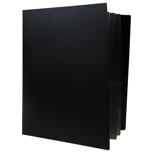 JAM Paper Heavy Duty Plastic Multi Pocket Folders, 10 Pocket Organizer, Black, 2/Pack