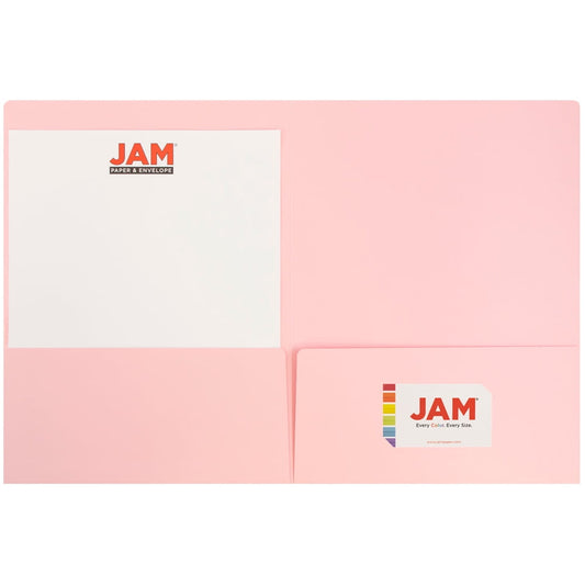 JAM Paper Matte Two Pocket Folders, Baby Pink, 6 per Pack