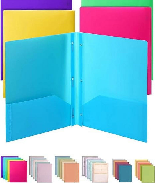 Miayilima Folders with Pockets and Prong with Fasteners 2 Pocket Folder 3 Prong Folders Plastic Black