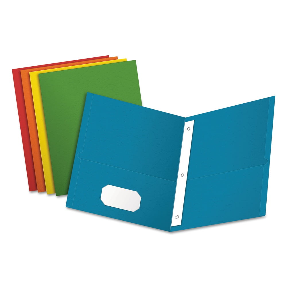 Oxford Twin Pocket 3-hole Fastener Folders, White, 25 / Box (Quantity)