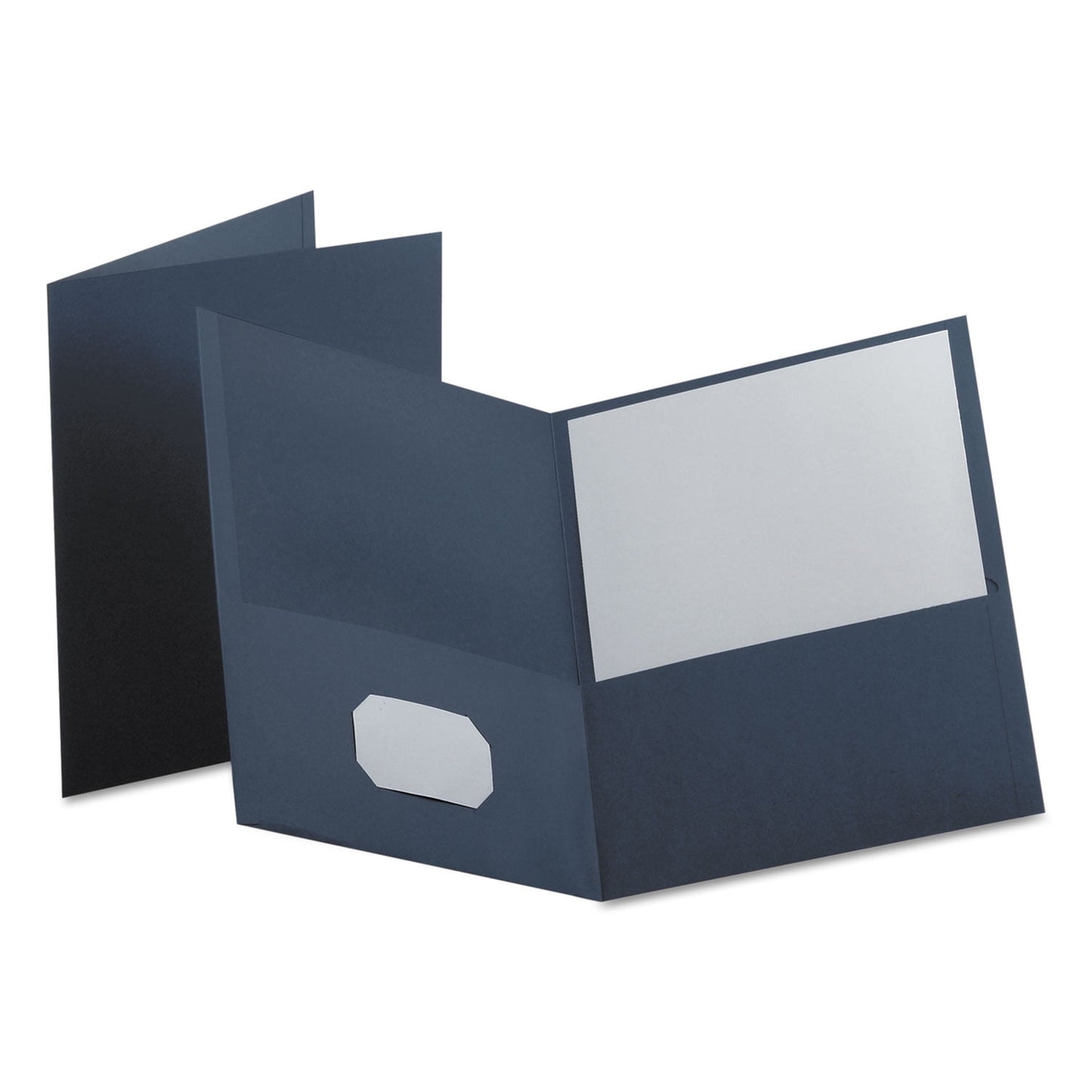 Oxford Twin-Pocket Folder, Embossed Leather Grain Paper, Dark Blue, 25/Box (57538)