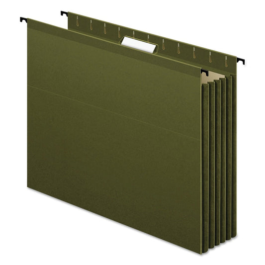 Pendaflex 09217 1/5-Cut Tabs SureHook Letter Size Hanging Pocket File - Standard Green (4/Pack)
