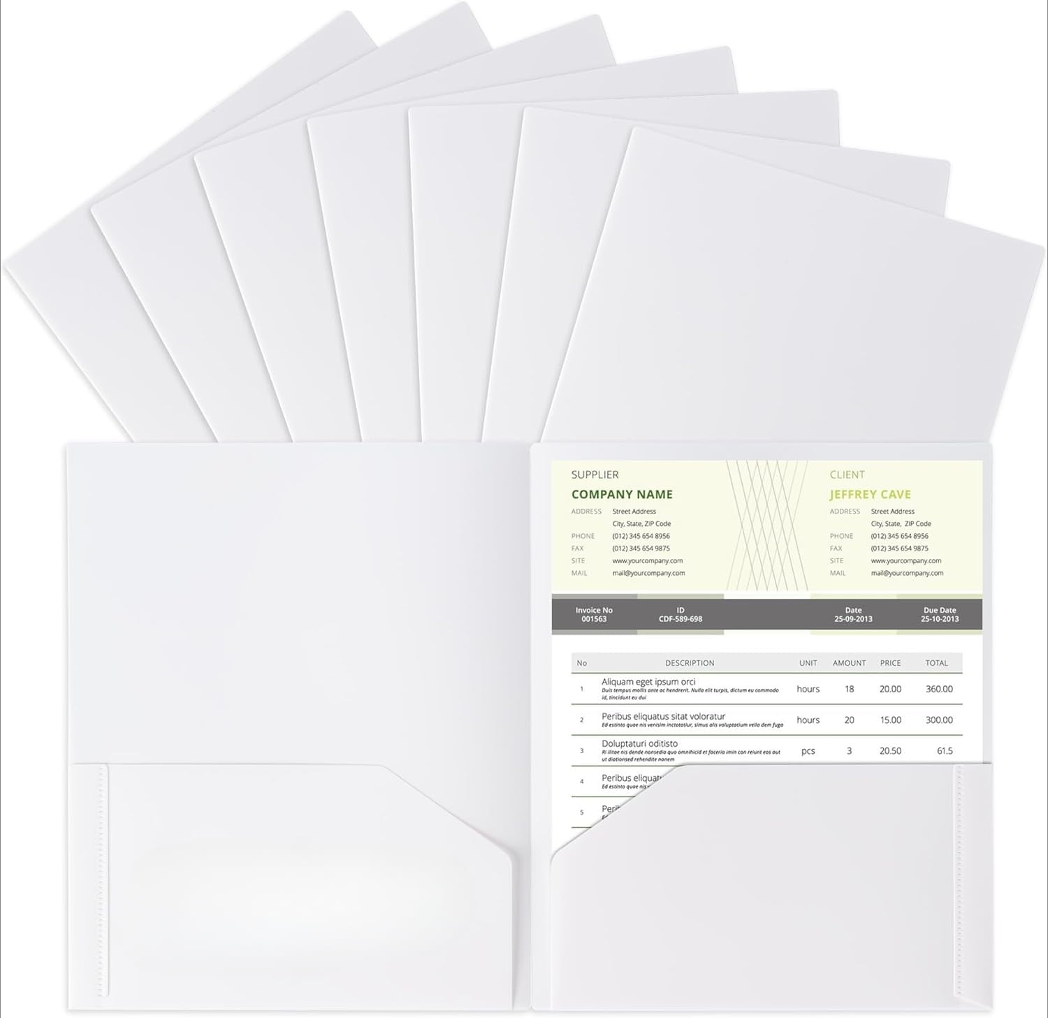 Plastic Folders with Pockets (7 Pack, Light Green), Durable Heavy Duty File Folders with Business Card Slot, 2-Pocket Folder for Schoolwork & Office,Letter Size