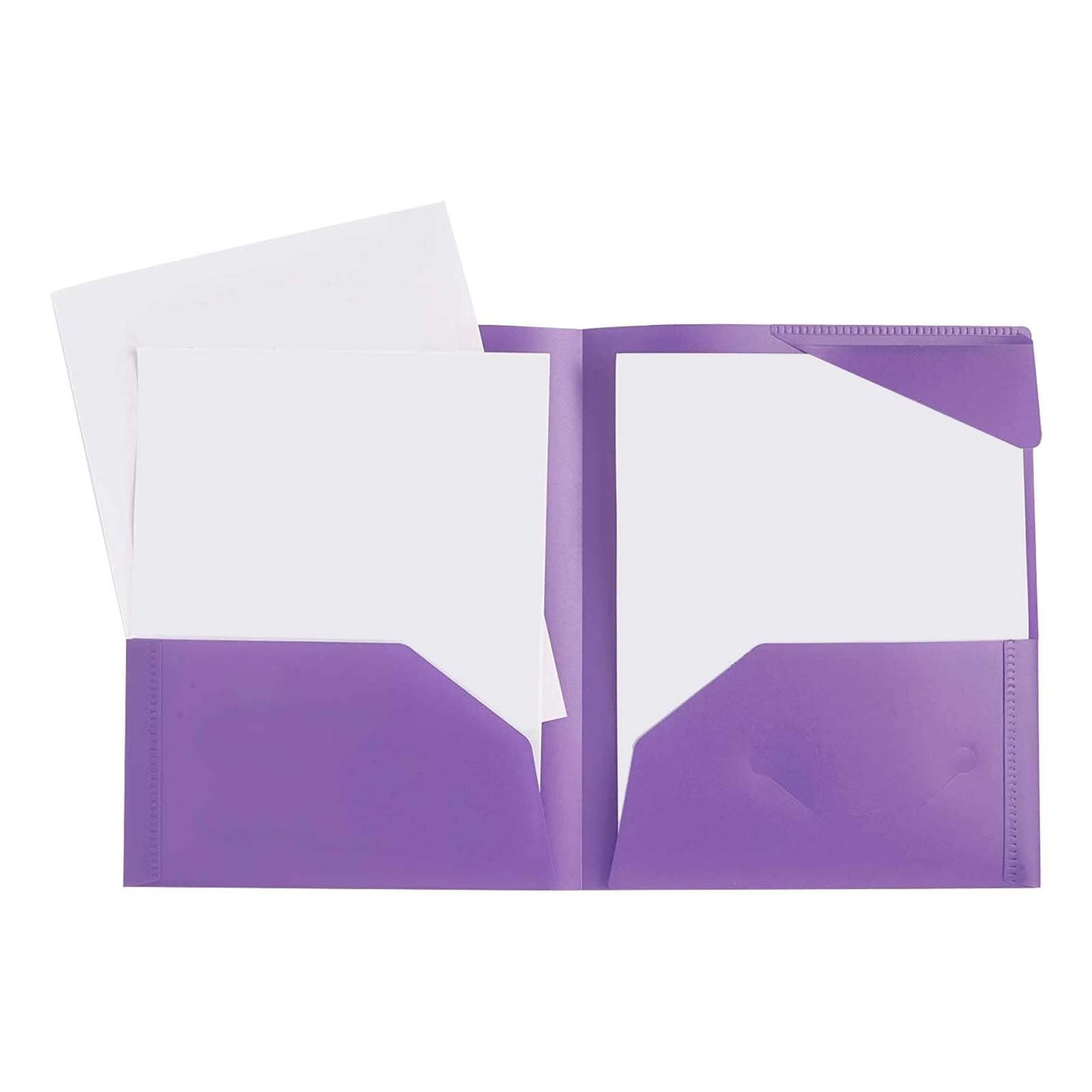 Plastic Pocket File Folders No Prongs, Poly Folders with Prongs for School Office, Letter Size Colored 2 Pocket Folders No Prong Folders, Heavy Duty Plastic Folders with Pockets and No Brads(Black)