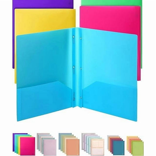 1PC Folders with Pockets and Prong with Fasteners 2 Pocket Folder 3 Prong Folders Plastic Blue