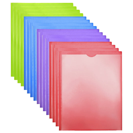 RYWESNIY 3 Prong Pocket Folders with Clear Front Pocket,Heavy Duty Plastic Folders，Assorted Colors,16 Pack