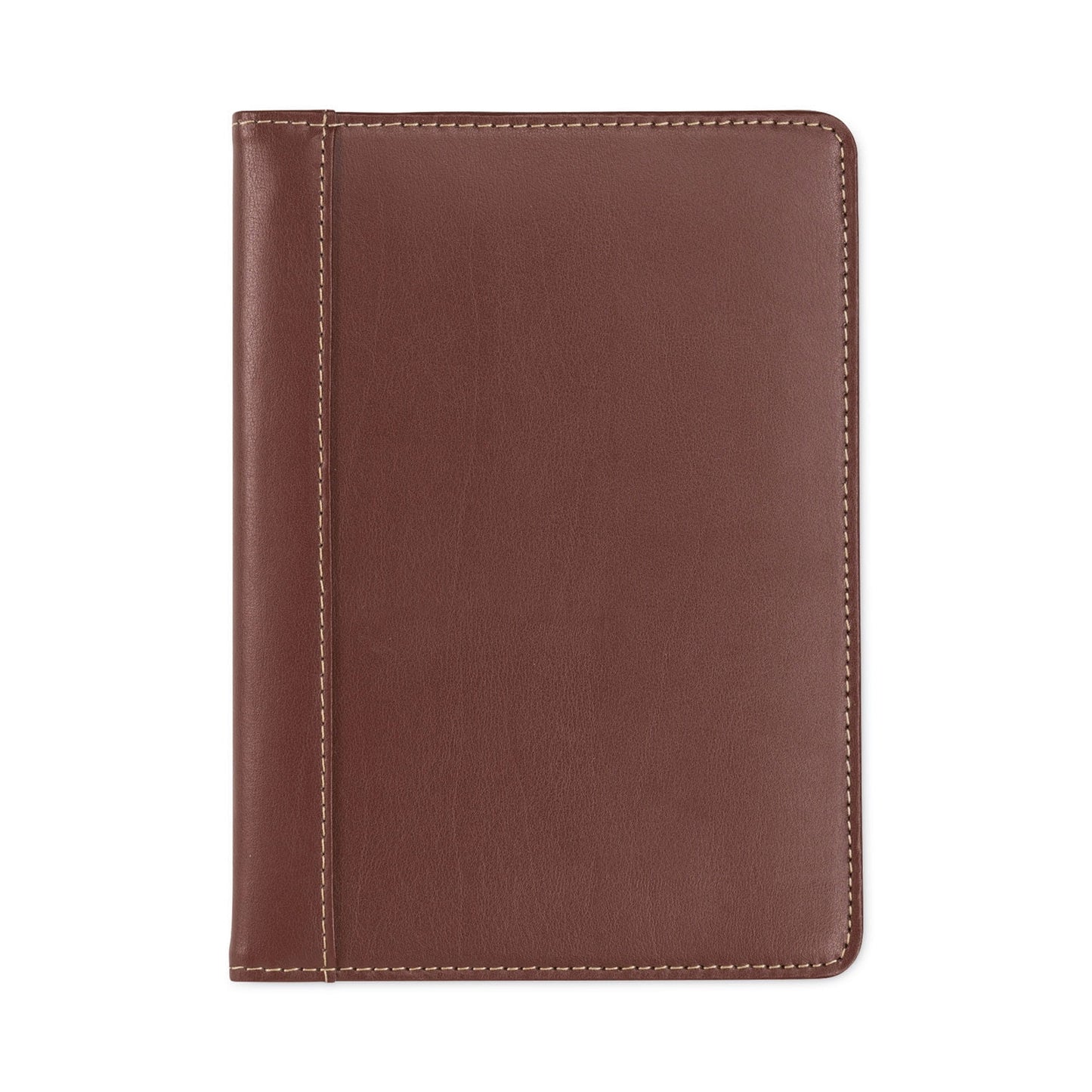 Samsill Contrast Stitch Leather Padfolio, 6 1/4w X 8 3/4h, Open Style, Brown