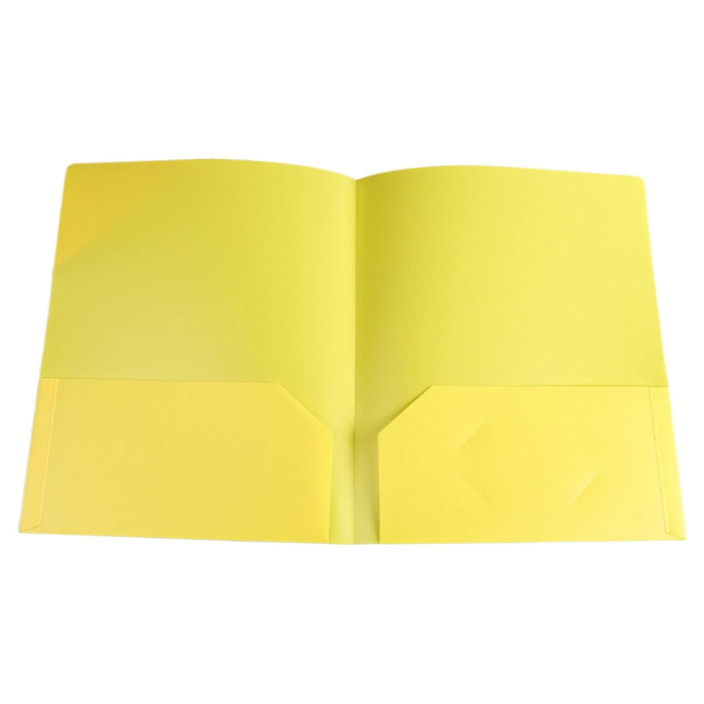 Two Pocket Plastic Folders with Pockets, Heavy Duty Colored 2 Pocket Plastic Folders with 1 Business Card Slot for School, Home, and Work, Back to School Supplies (Yellow) 9.45x11.73"