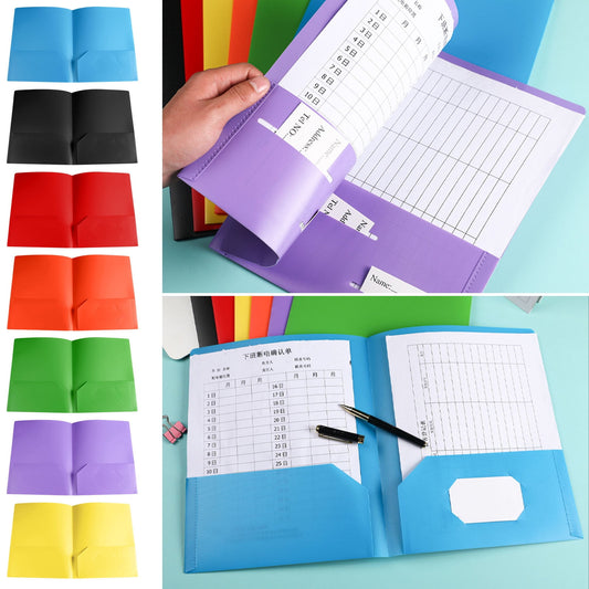 Yhmxh Plastic Folders with Pockets, Sturdy Heavy Duty File Folders with Business Card Slot, Poly Folders for Documents Letter Size, 2-Pocket Folder for Schoolwork & Office, 7 Assorted Colors