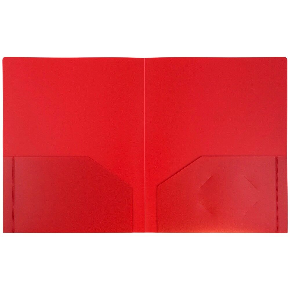 JAM Paper Heavy Duty Plastic 2 Pocket Extra Tough School Folders, Assorted Primary Colors, Bulk 144/Box