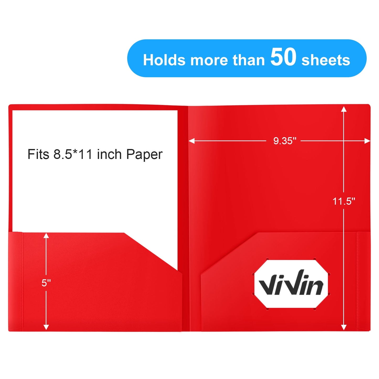 ViVin Plastic Folders with Pockets 60PCS, File Folders School Supplies, Assorted Colors