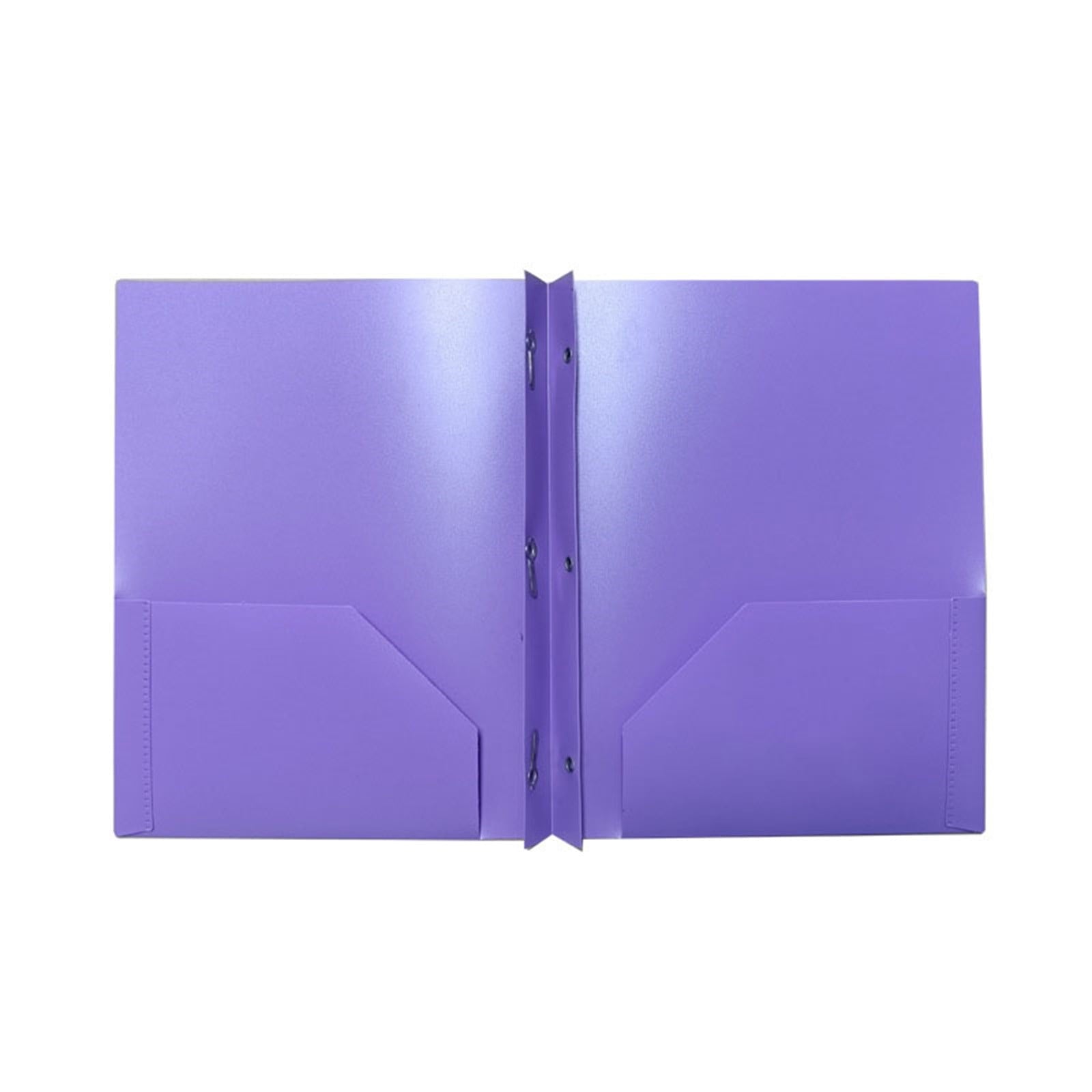 DJJGXAN Plastic Pockets Folders with Brads Folders with Pockets and Prongs 2-Pocket Folder with Fasteners, Fit Letter Size Paper, Use for School Office Home Business (Blue)