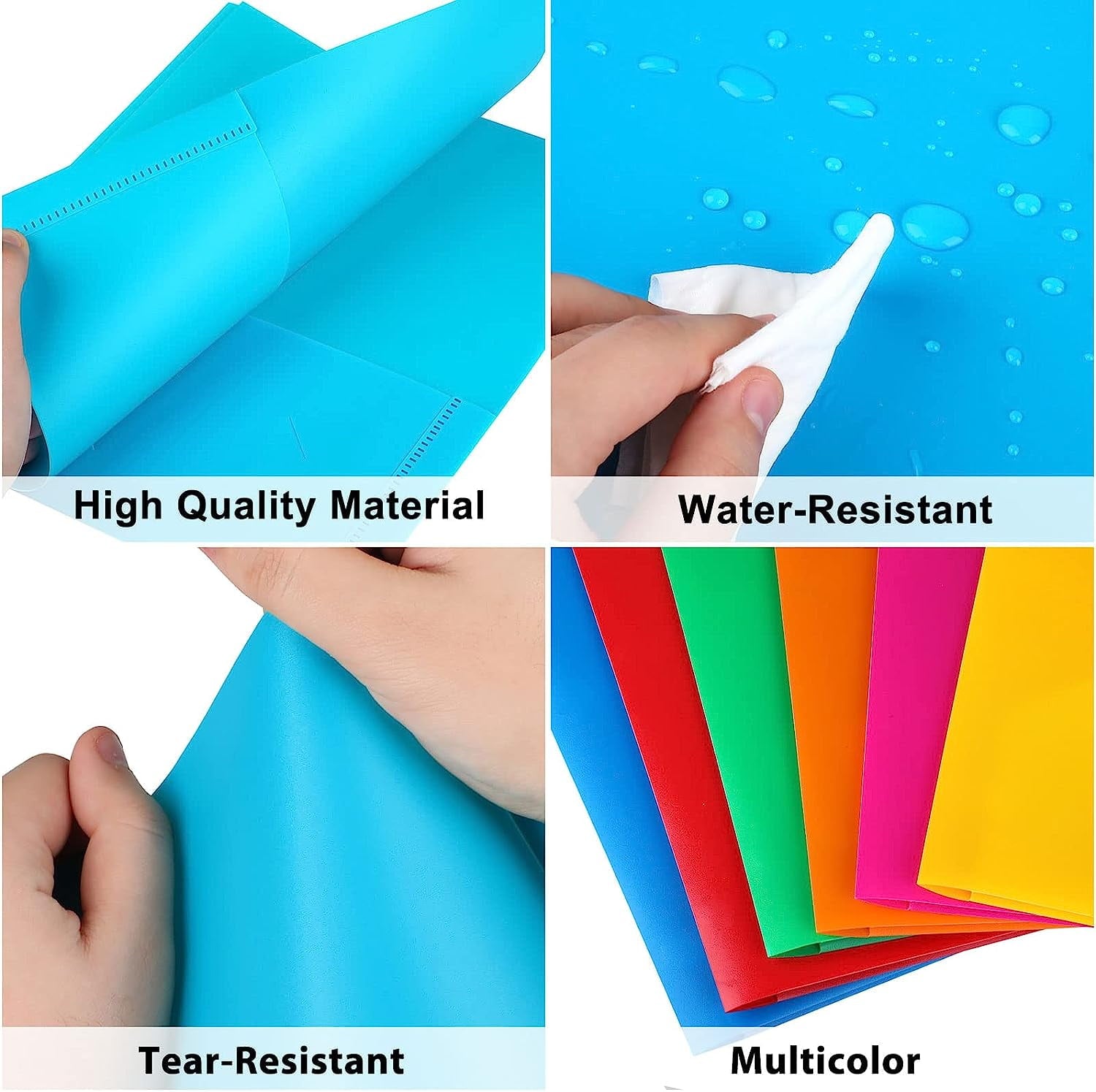 Futhstar Plastic Folders with Pockets, 6 Color Heavy Duty Two Pocket Folder Business Card Holder for Office High School(Multi-color)