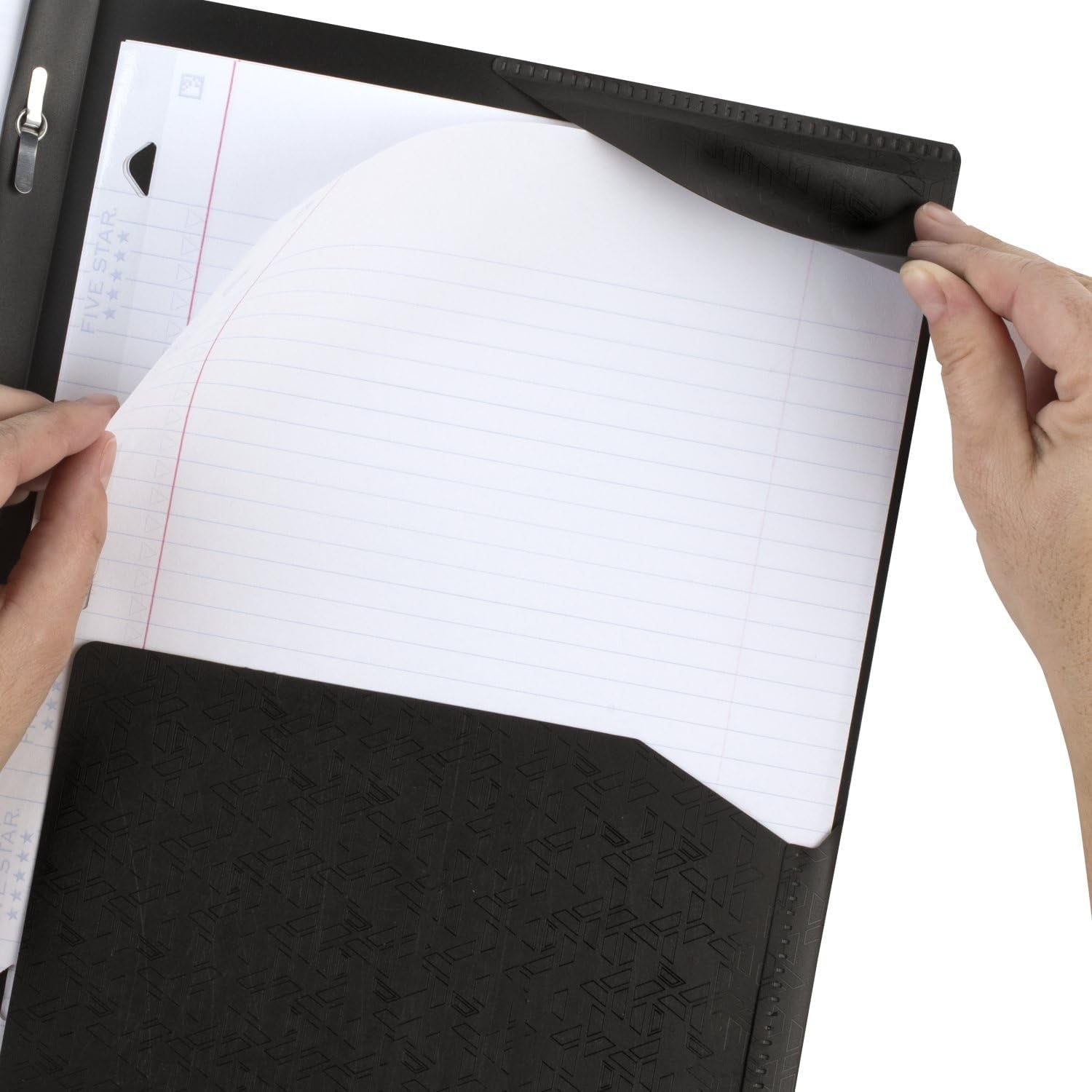 Five Star 2-Pocket Stay-Put Plastic Folder, Black (72113)