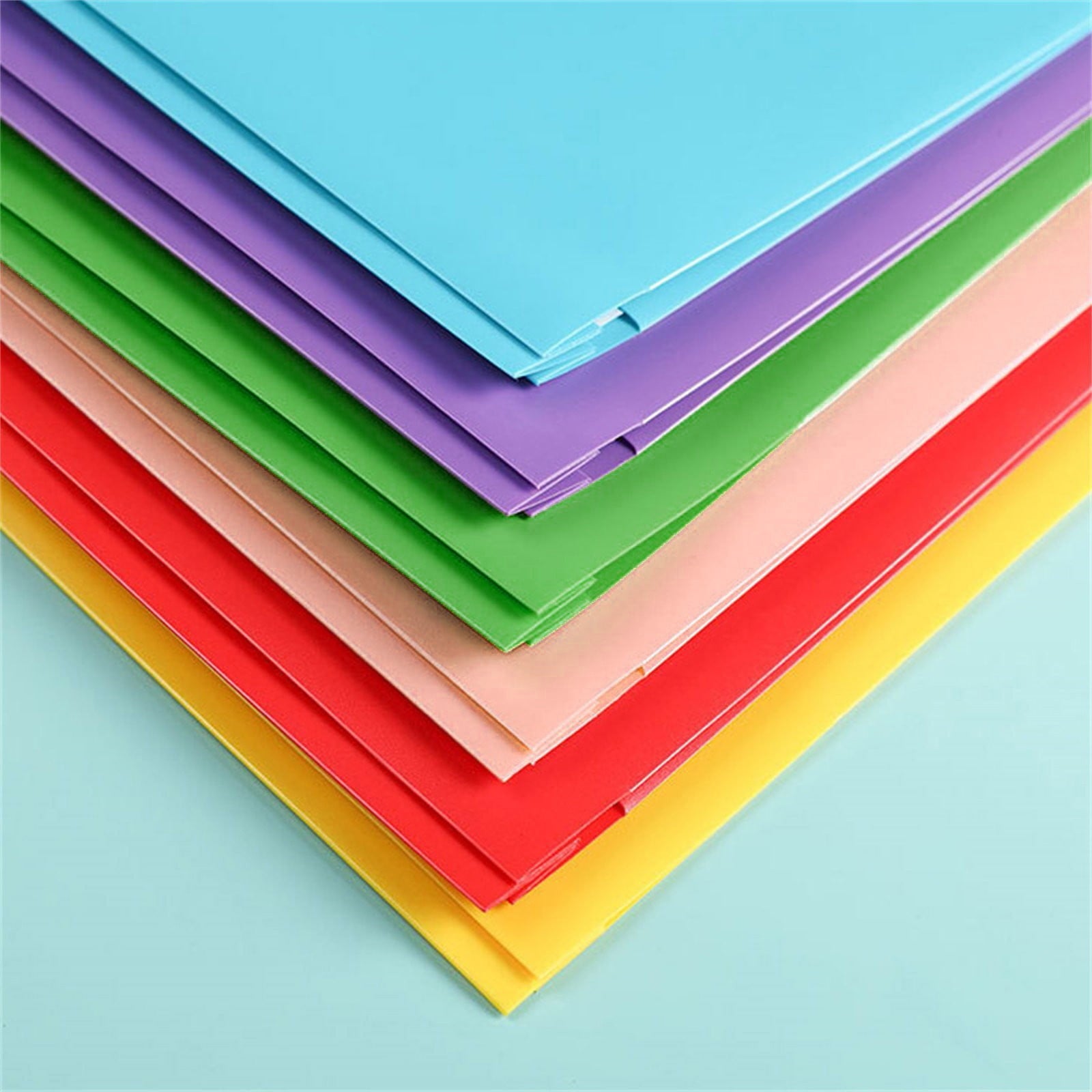 Plastic Folders with 3 Prongs Fasteners, 2 Pockets Folders with Brads & Business Card Holder for Letter Size Paper, Heavy Duty Folders for School Home Office and Business, 9.57x11.73"