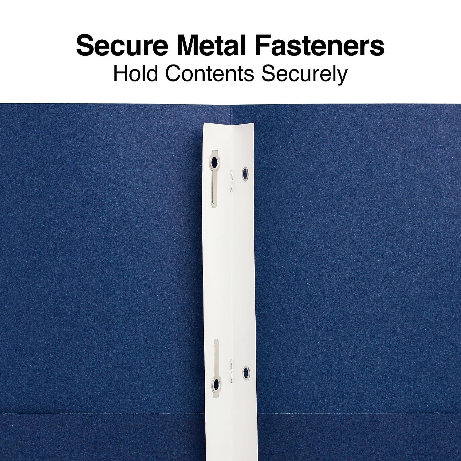 Staples 10% Recyled Smooth 2-Pocket Paper Presentation Folder with Fasteners Dark Blue 10/Pack