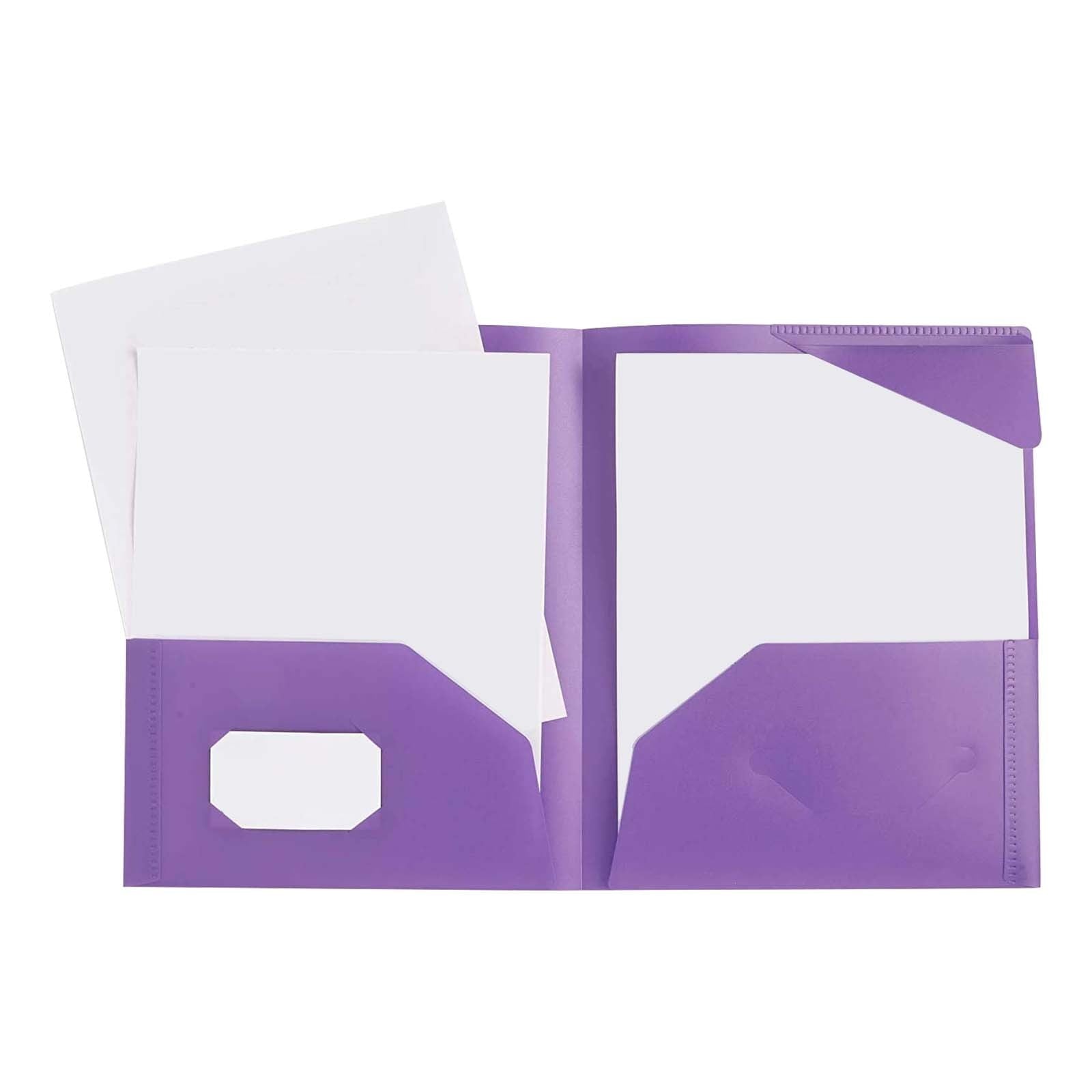 DJJGXAN Two Pocket Plastic Folders with Pockets (1 Pack), Durable Heavy Duty File Folders with Business Card Slot, 2-Pocket Folder for Office, Letter Size, Back to School (Blue)