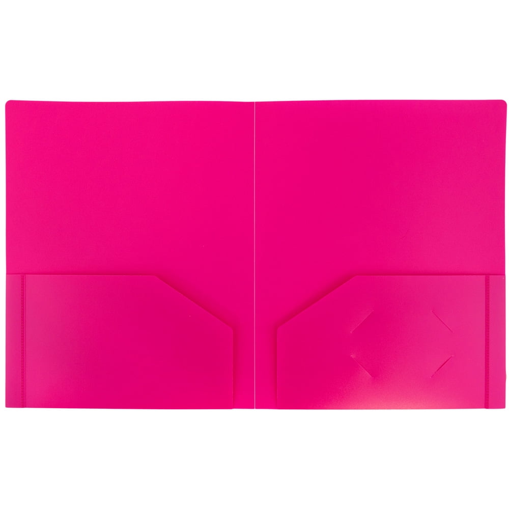 JAM Heavy Duty Plastic Two Pocket Presentation Folders, Fuchsia Pink, 6 pack