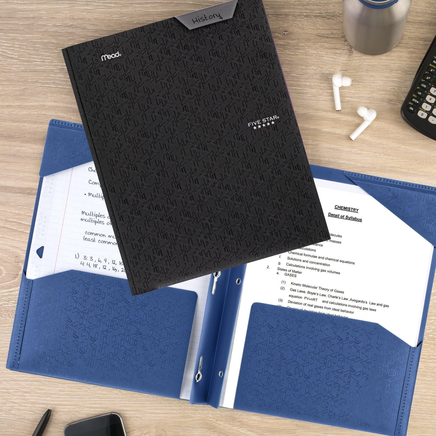 Five Star 2-Pocket Stay-Put Plastic Folder, Black (72113)