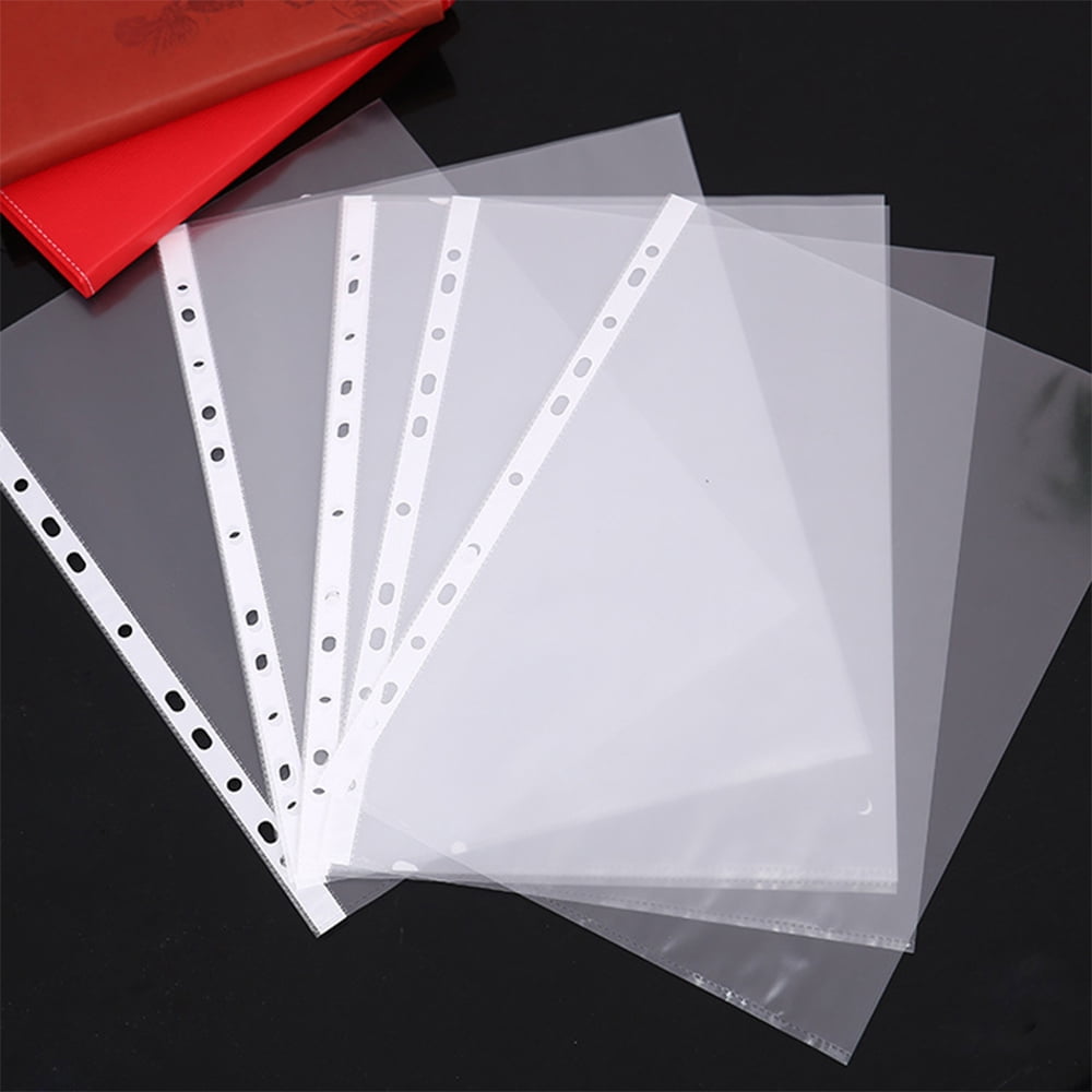 SagaSave 100x A4 Clear Plastic Punched Pocket Folders for Office Documents