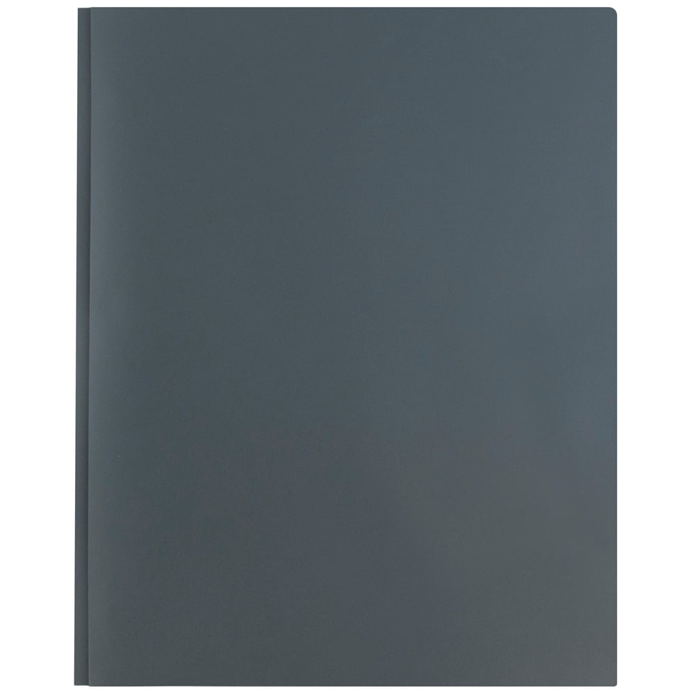 JAM Paper Plastic 2 Pocket School POP Folders with Metal Prongs Fastener Clasps, Grey, Bulk 96/Pack