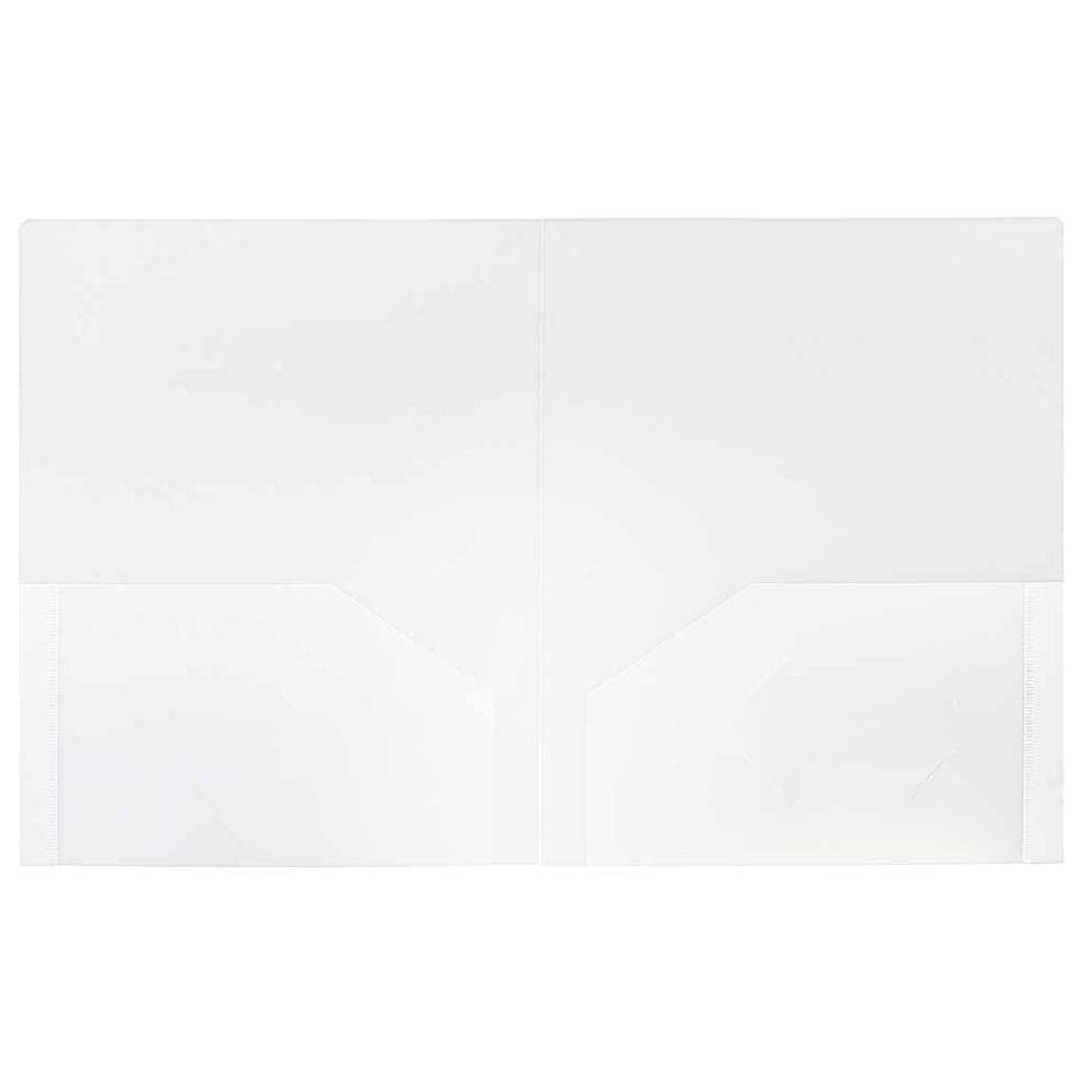 JAM Paper Heavy Duty Plastic Two Pocket Presentation Folders, Clear, 108/pack