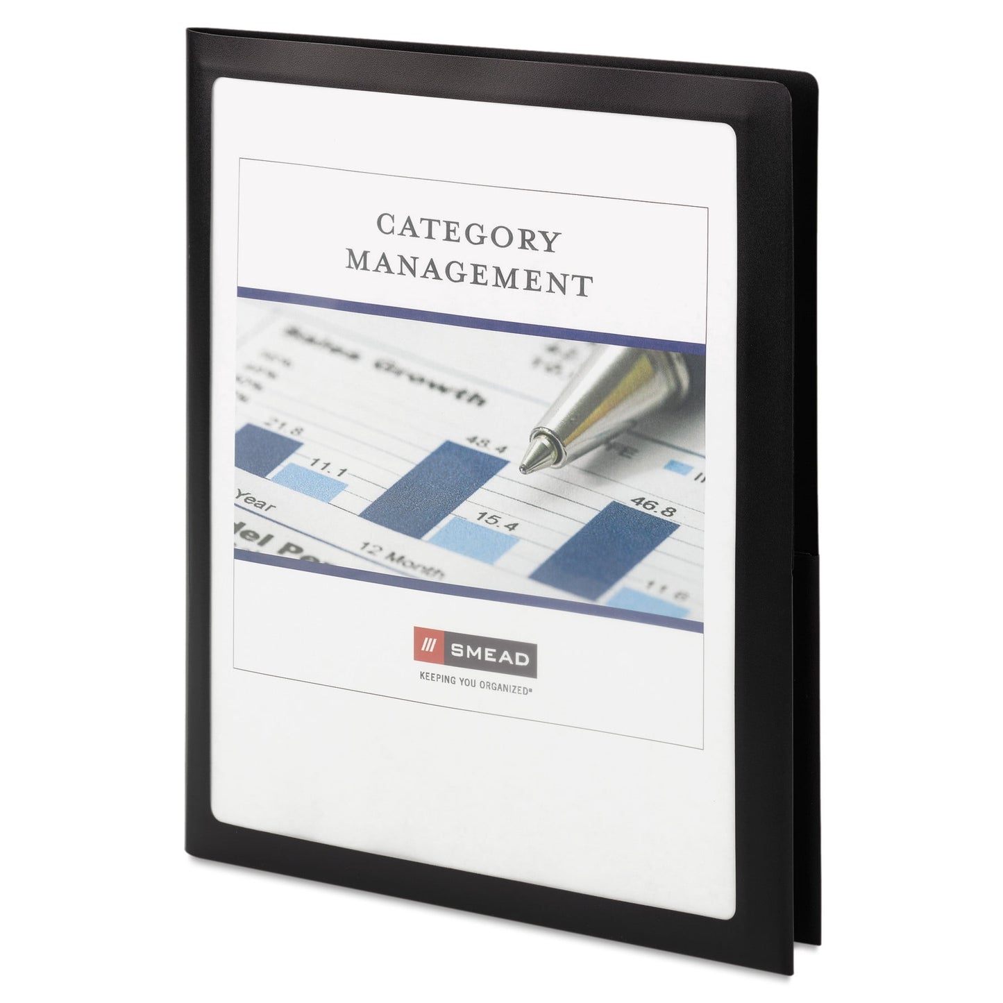 Smead Frame View Poly Two-Pocket Folder 11 x 8 1/2 Clear/Black 5/Pack 87705