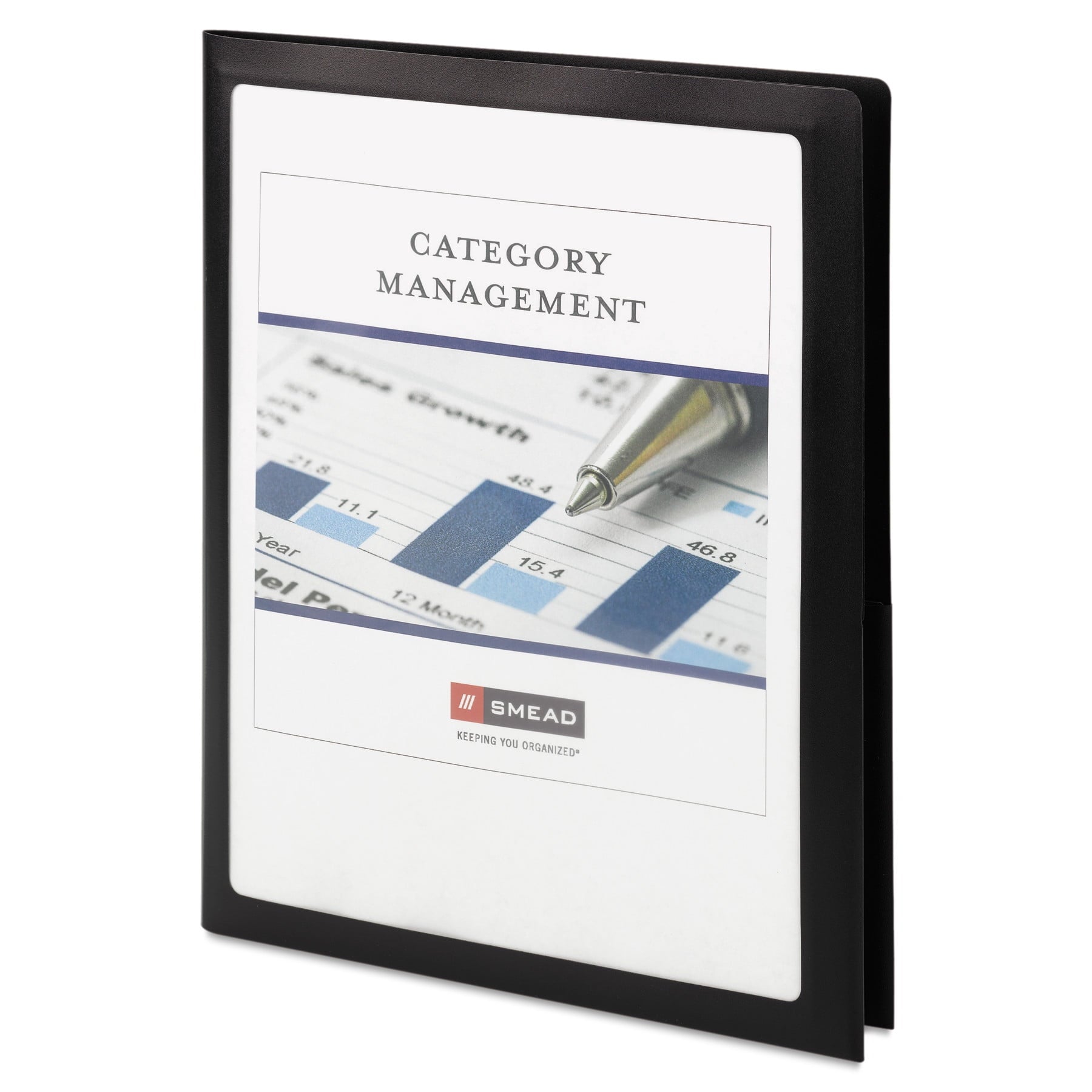 Smead Frame View Poly Two-Pocket Folder 11 x 8 1/2 Clear/Black 5/Pack 87705