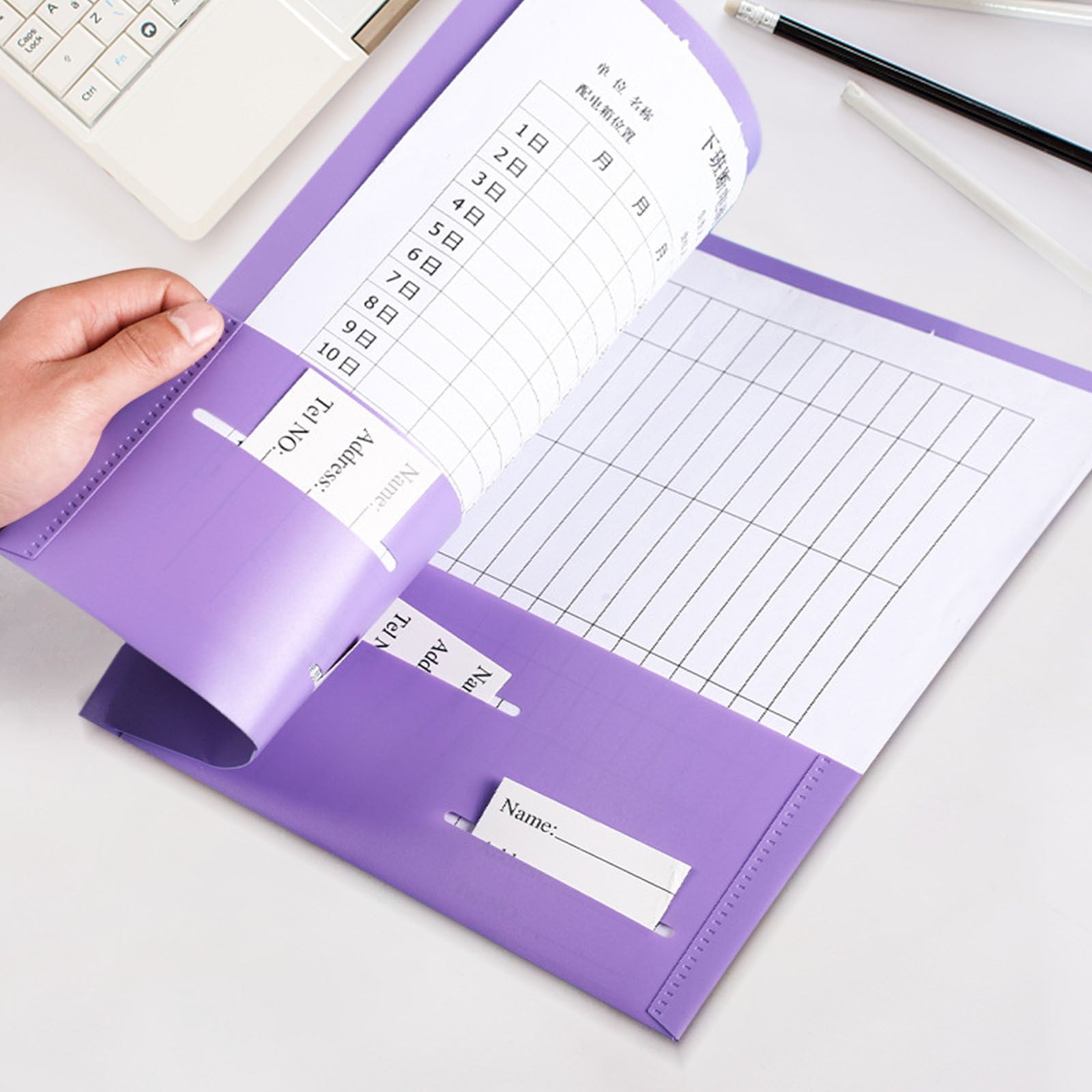yulier Plastic Folders with Pockets and Business Card Holder, Heavy Duty File Folders 2 Pocket Folders for Documents, Cute Plastic Folders for Filing Cabinet, School, Office - Letter Size