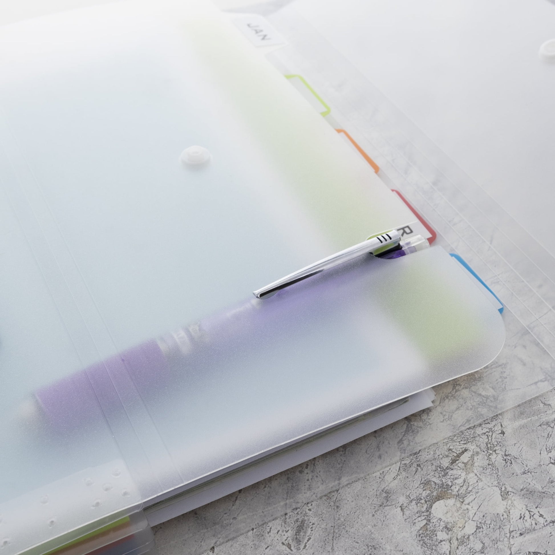 BAZIC Expanding File Folder 5 Pockets w/ Tab, Letter Size Plastic File Pocket Folders, 1-Pack