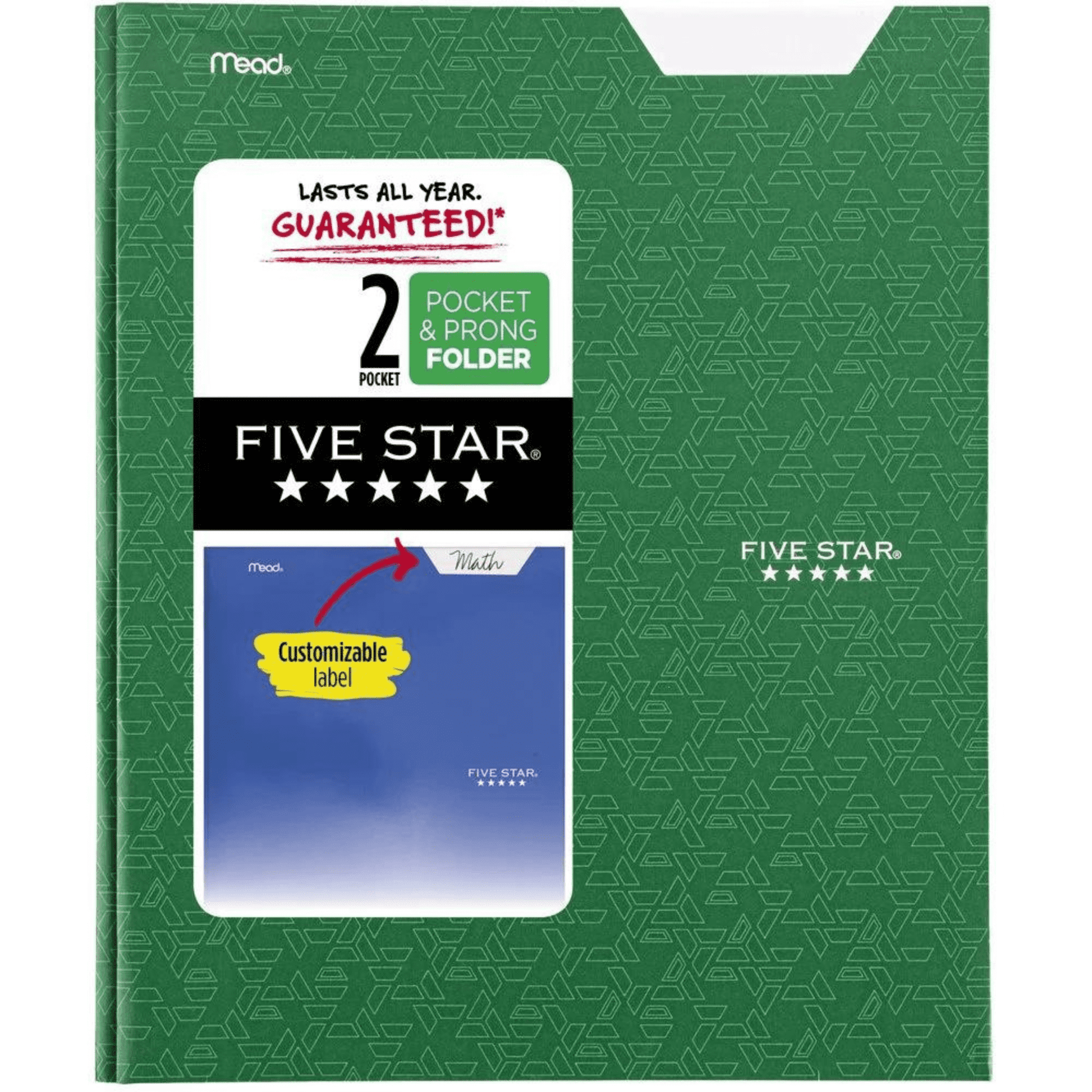 Five Star Pocket & Prong Paper Folder [Geometric Pattern]: 9 in. x 11 in. (White)