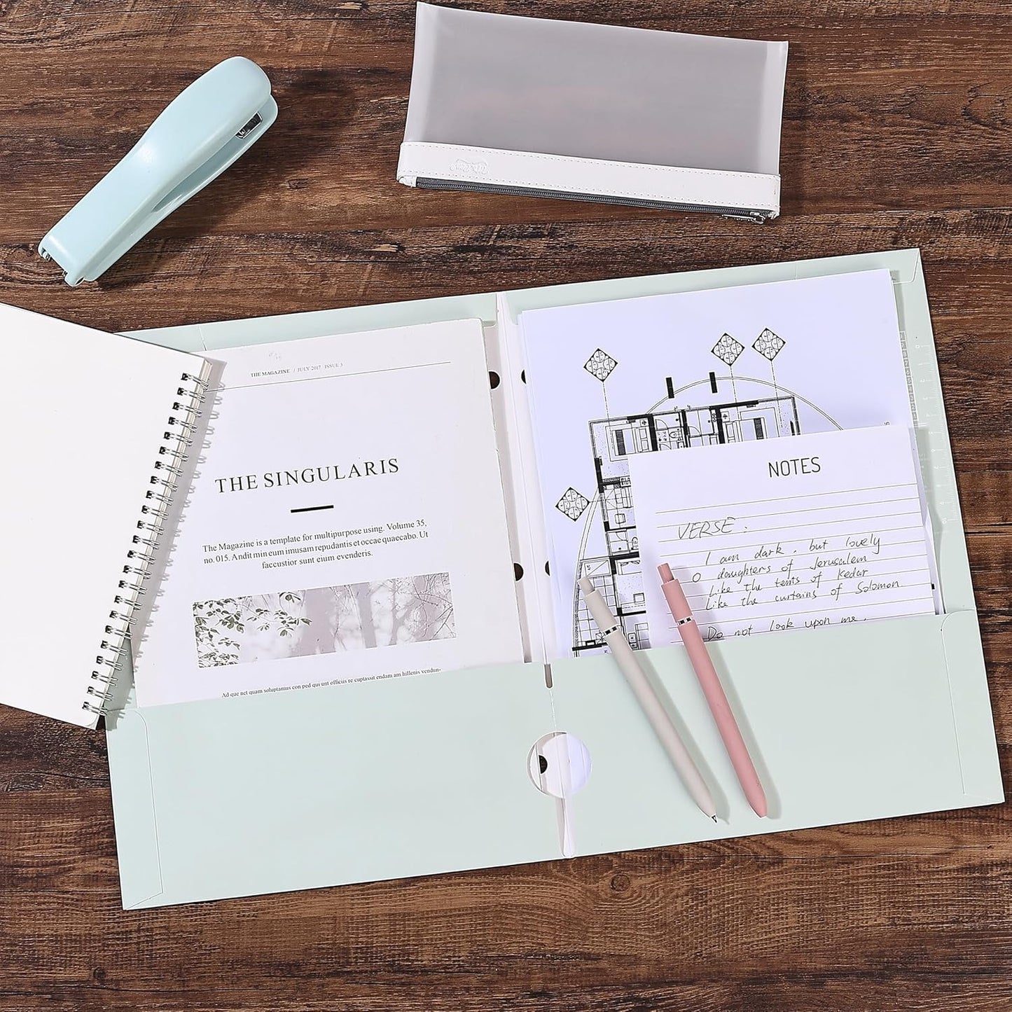Pocket Folders,  Pastel Colors, Folders with Pockets 3 Hole Punched, Folders, Folders for School, Folders with Pockets, Binder Folders, Back to School Supplies