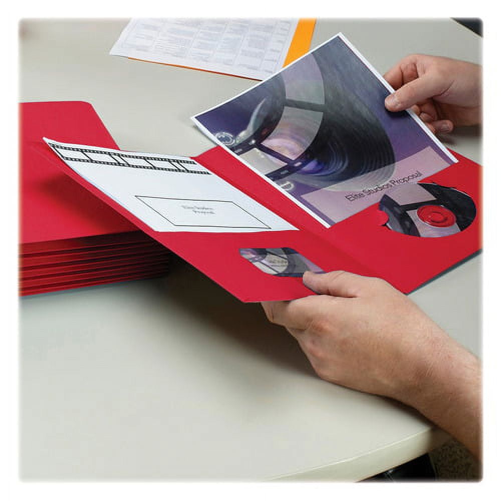 Smead 2-Pocket Folders Letter - 8 1/2" x 11" Sheet Size - 100 Sheet Capacity - Folder - 2 Pocket(s) - 11 pt. Folder Thickness - Leatherette - Red - 1.76 oz - Recycled - 25 / Box