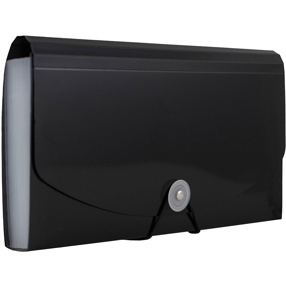 JAM Paper 13 Pocket Expanding File, Black, 2/Pack, Check Size, 5 x 10 1/2
