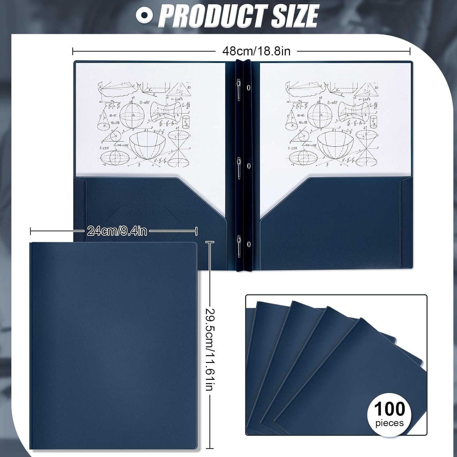 100 Pcs Plastic Folders with Pockets and Prong Folders with Prongs Plastic Folders with 2 Pockets Pocket Folders for Office, School for Students, Teachers, Office Workers (Colorful)