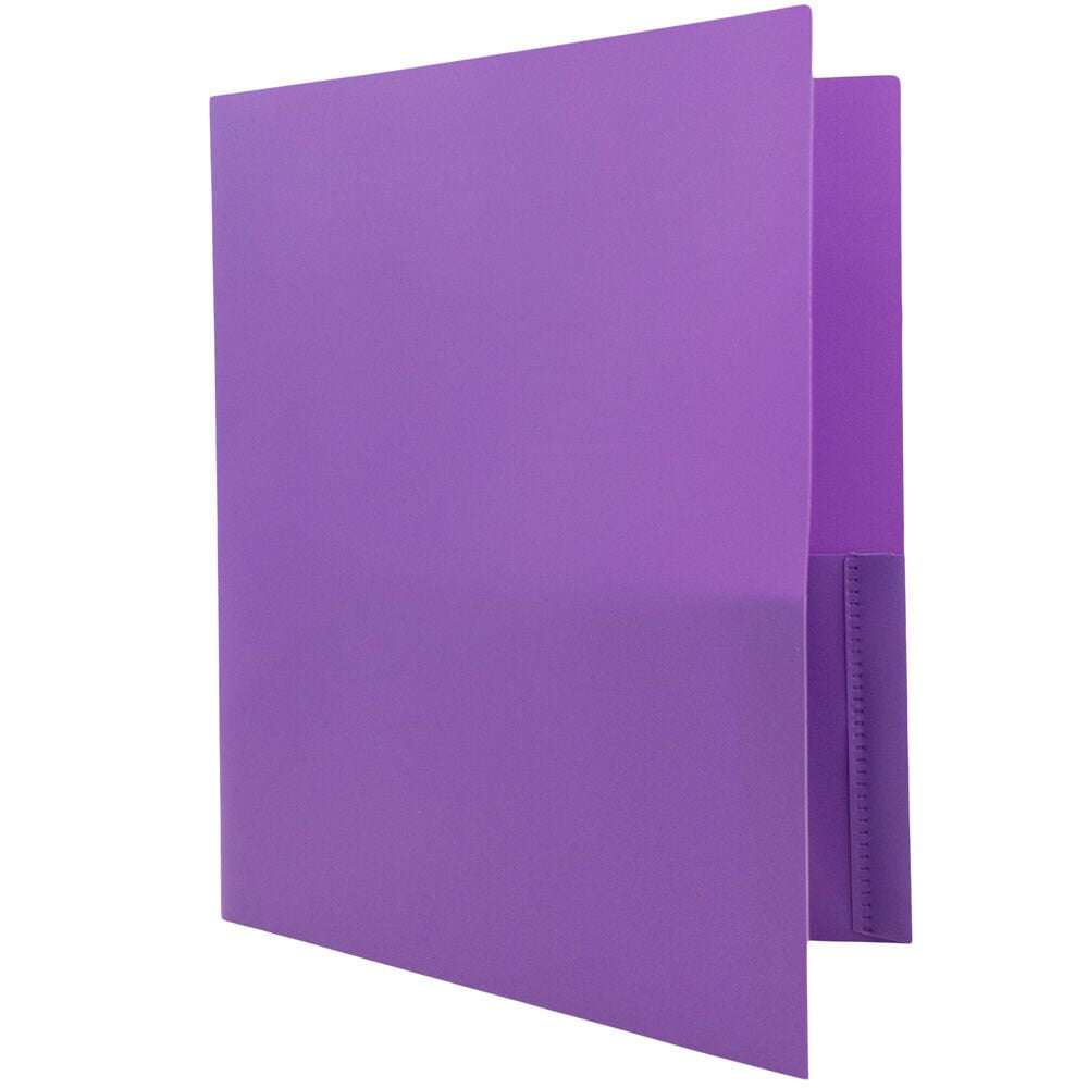 JAM Paper Plastic 2 Pocket School POP Folders, Purple, 3/Pack